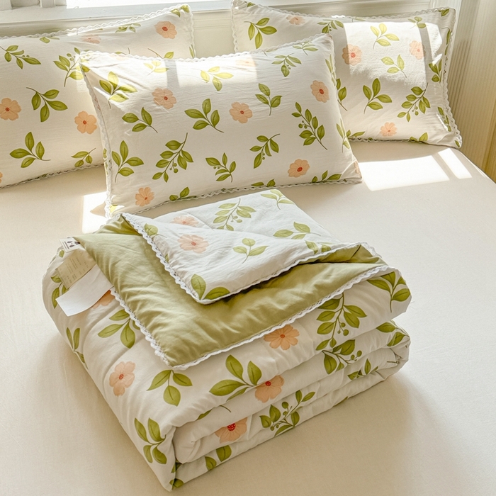 91家纺网 家纺一手货源 找家纺 慕尚家纺2025新款双层纱水洗夏被子被芯 仙草