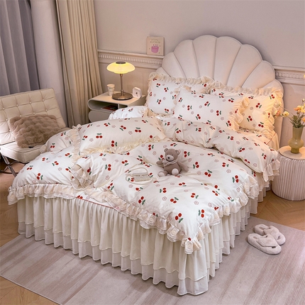 恒爱家纺 2024新款梦幻情缘全棉公主风四件套 甜蜜时光