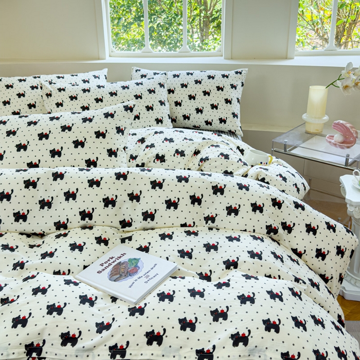 91家纺网 家纺一手货源 找家纺 感遇 2024新款全棉印花四件套 苹果猫