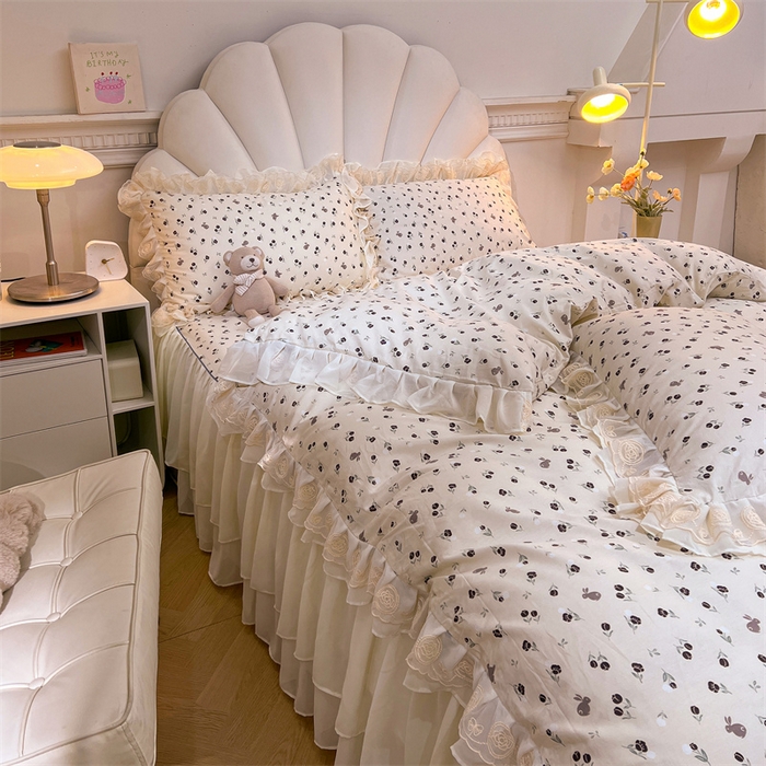 91家纺网 家纺一手货源 找家纺 恒爱家纺 2024新款梦幻情缘全棉公主风四件套 夜皇后