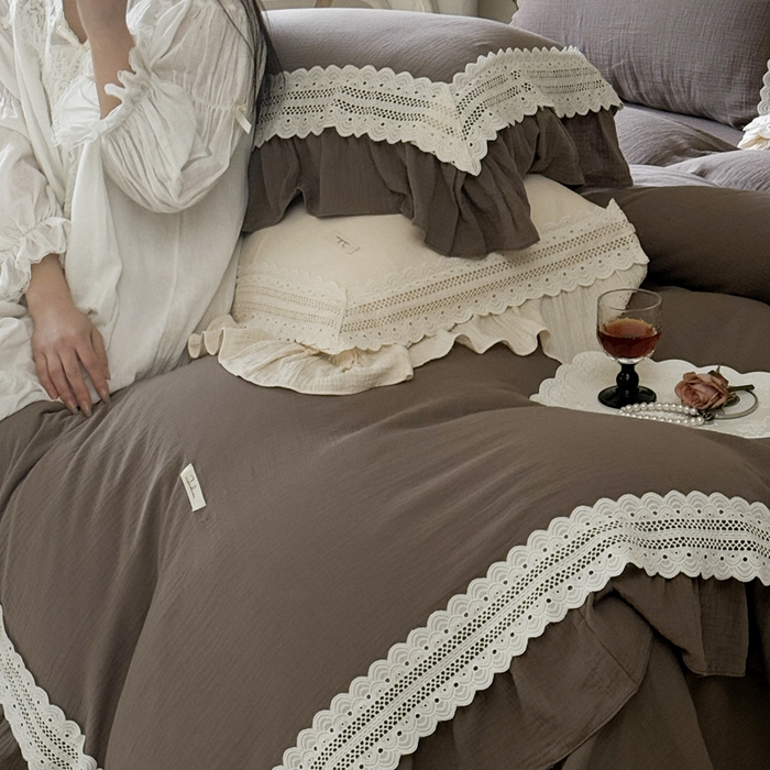 91家纺网 家纺一手货源 找家纺 玛奇朵 2024新款简约法式双层皱纱-浓情假日 浓情假日-浅咖