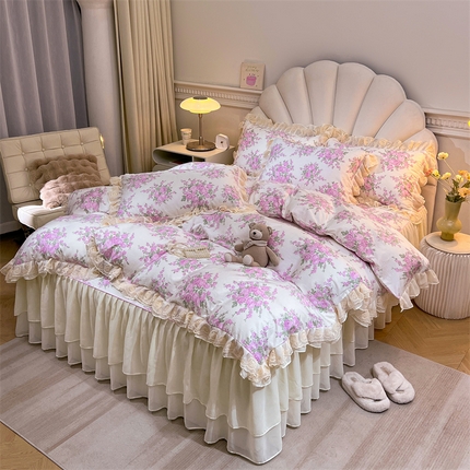 恒爱家纺 2024新款梦幻情缘全棉公主风四件套 浪漫满屋
