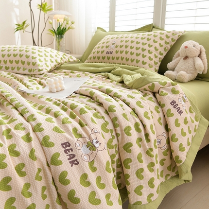 91家纺网 家纺一手货源 找家纺 （总）圣靓家纺 2025新款清柔泡泡纱小提花单夏被夏被四件套