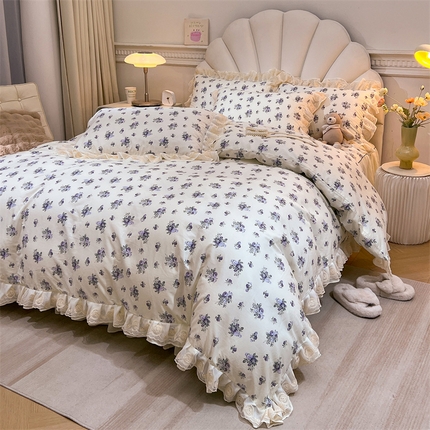 91家纺网 家纺一手货源 找家纺 （总）恒爱家纺 2024新款梦幻情缘全棉公主风四件套