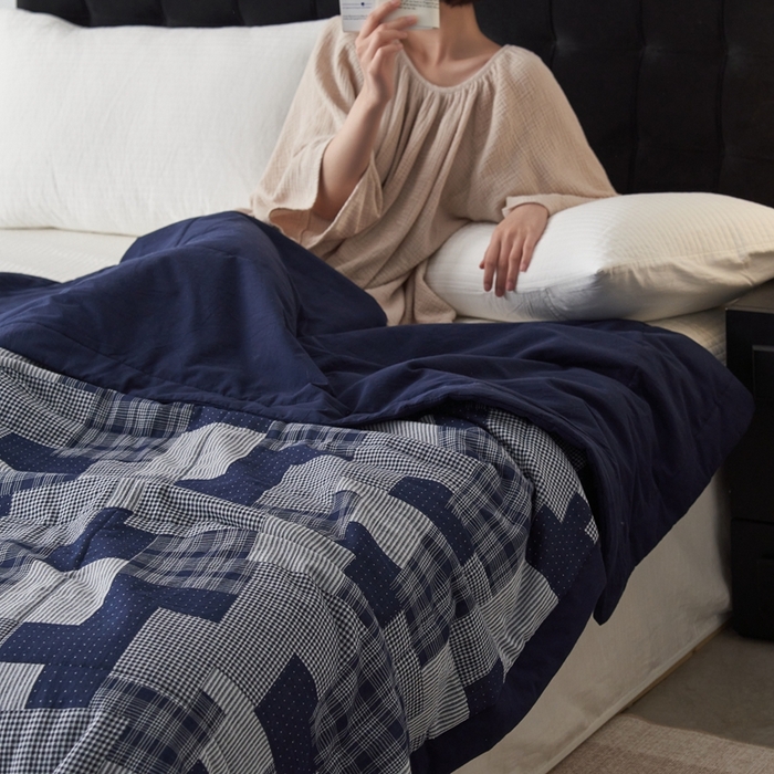 91家纺网 家纺一手货源 找家纺 （总）安莱生活 2024新款双层纱拼布田园单夏被系列