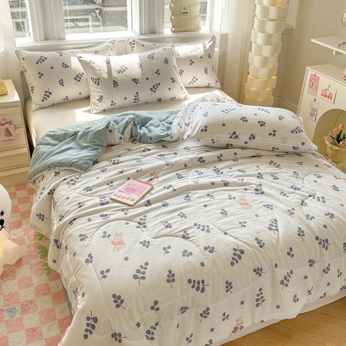 91家纺网 家纺一手货源 找家纺 慕尚家纺2025新款双层纱水洗夏被子被芯 兔稚