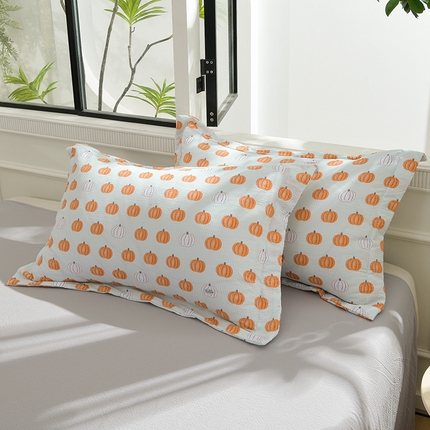 91家纺网 家纺一手货源 找家纺 圣楚家纺 2024新款泡泡纱枕套 幸运南瓜