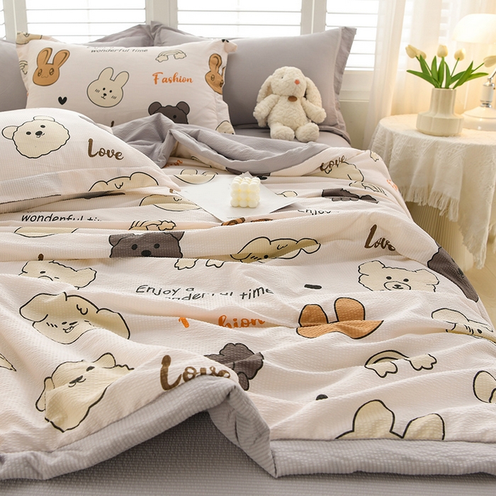 91家纺网 家纺一手货源 找家纺 圣楚家纺 2024新款清柔泡泡纱夏被 快乐每天