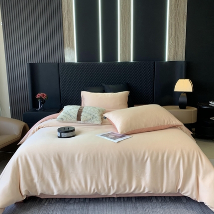 91家纺网 家纺一手货源 找家纺 （总）莱豫家纺 2024新款80支莱赛尔天丝纯色双拼四件套