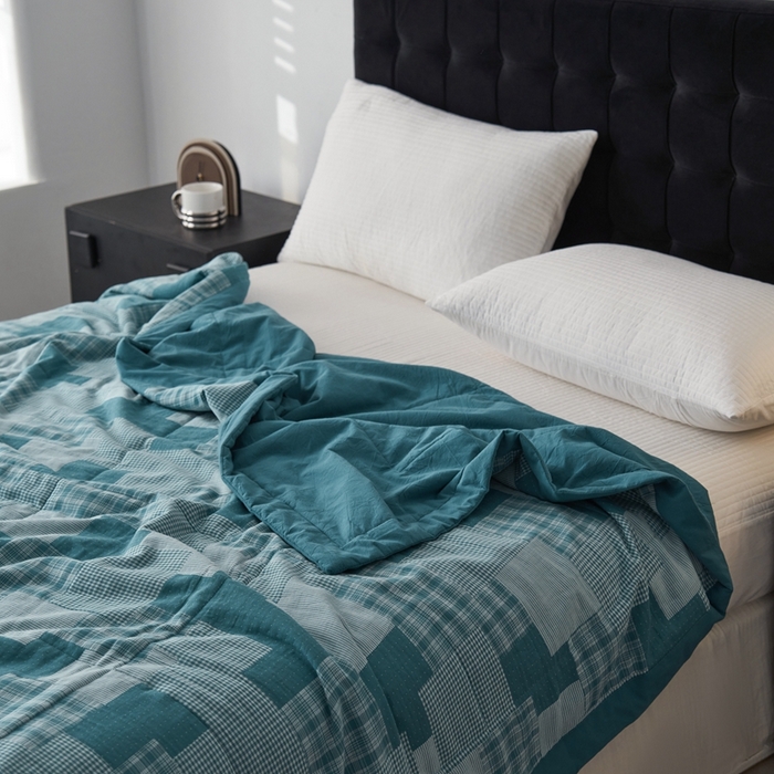 91家纺网 家纺一手货源 找家纺 安莱生活 2024新款双层纱拼布田园单夏被系列 拼布田园-乌兰