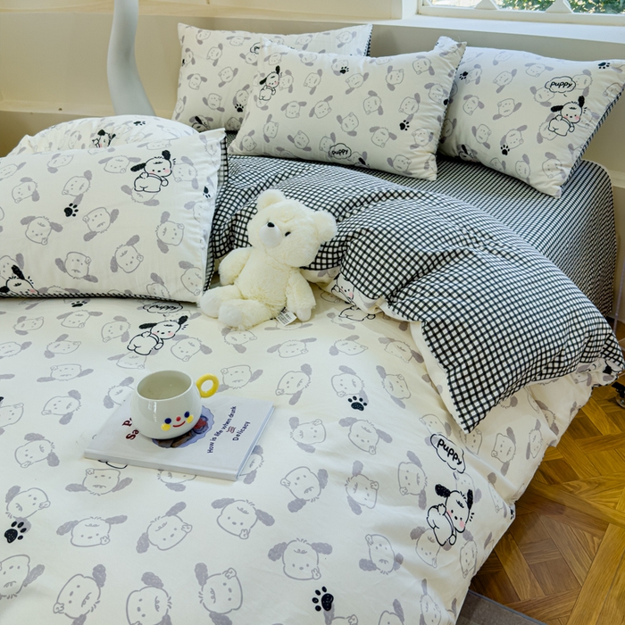 91家纺网 家纺一手货源 找家纺 感遇 2024新款全棉印花四件套 皮皮狗