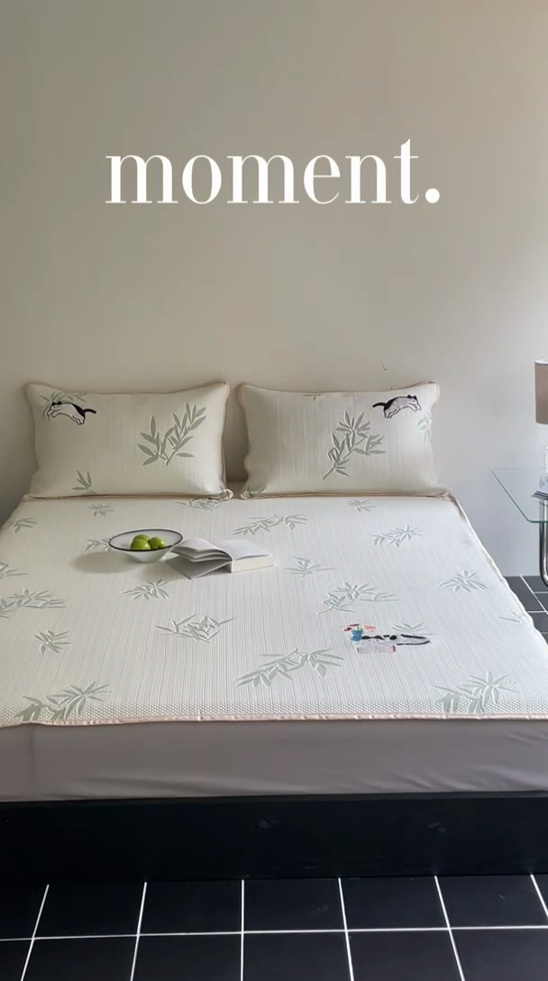 91家纺网 家纺一手货源 找家纺 圆岛家纺 2024新款A类3D高分子冰豆提花软凉席床笠款三件套 宅小喵