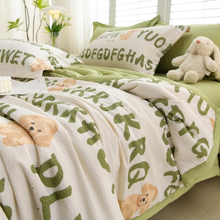 91家纺网 家纺一手货源 找家纺 （总）圣靓家纺 2025新款清柔泡泡纱小提花单夏被夏被四件套