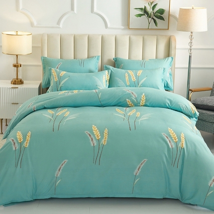 91家纺网 家纺一手货源 找家纺 爱诗诺 2025加厚生态棉磨毛四件套高克重植物羊绒单被套大量现货 风吹麦浪