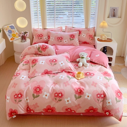 91家纺网 家纺一手货源 找家纺 金丝兔2025新款植物羊绒加厚磨毛印花四件套直播热款全年供货量大可送 午后红茶