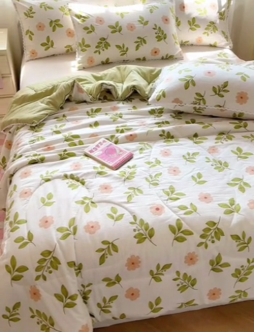 91家纺网 家纺一手货源 找家纺 慕尚家纺2025新款双层纱水洗夏被子被芯 仙草