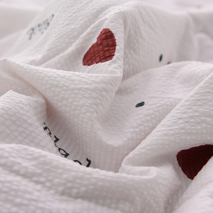 91家纺网 家纺一手货源 找家纺 圣楚家纺 2024新款泡泡纱枕套 甜蜜心跳