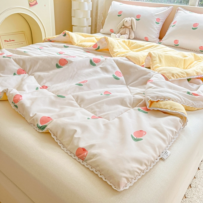 91家纺网 家纺一手货源 找家纺 慕尚家纺2025新款双层纱水洗夏被子被芯 郁金香