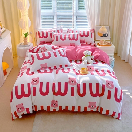 91家纺网 家纺一手货源 找家纺 （总）金丝兔 2025新款植物羊绒加厚磨毛印花四件套直播热款全年供货量大可送