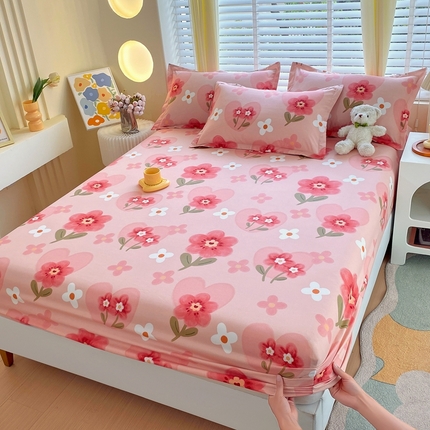 金丝兔 2025新款植物羊绒磨毛单床笠三件套 午后红茶