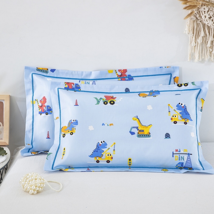 91家纺网 家纺一手货源 找家纺 乐秀家纺 2024新款卡通全棉枕套儿童幼儿园枕头恐龙工程队