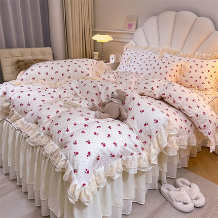 恒爱家纺 2024新款梦幻情缘全棉公主风四件套 浓情蜜意