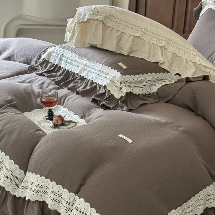 91家纺网 家纺一手货源 找家纺 玛奇朵 2024新款简约法式双层皱纱-浓情假日 浓情假日-浅咖