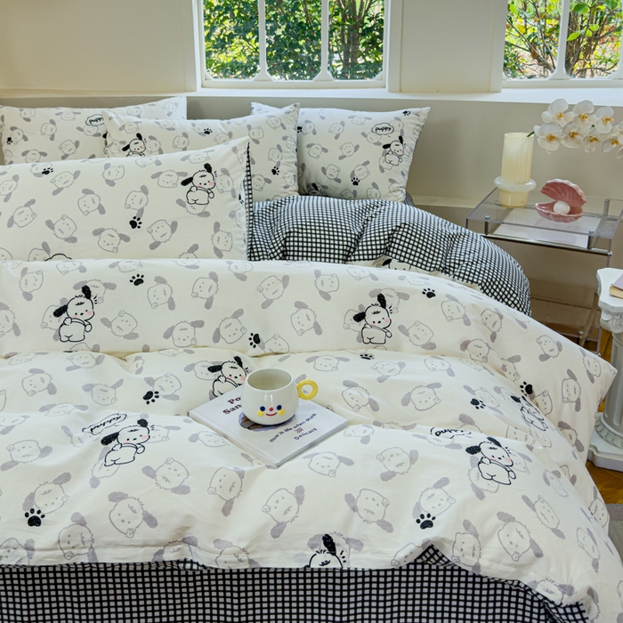 91家纺网 家纺一手货源 找家纺 感遇 2024新款全棉印花四件套 皮皮狗