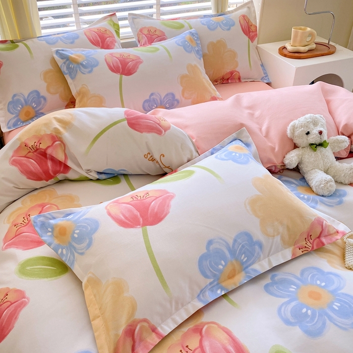 91家纺网 家纺一手货源 找家纺 金丝兔 2025新款植物羊绒加厚磨毛印花四件套直播热款全年供货量大可送 海盐白茶