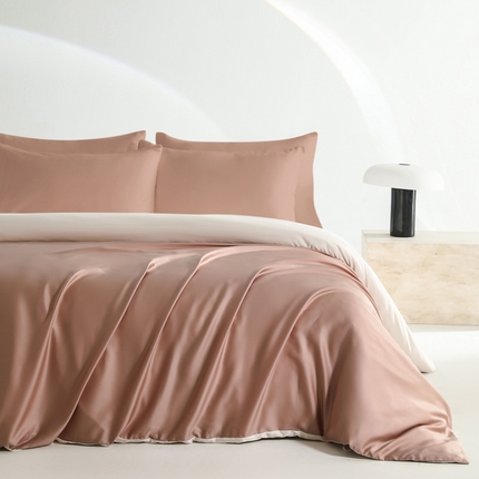 云栖家居 202460支A类兰精天丝系列拼色四件套（风格二） 灰粉&米白