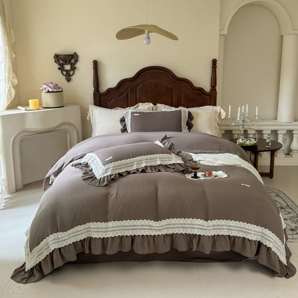 玛奇朵 2024新款简约法式双层皱纱-浓情假日 浓情假日-浅咖