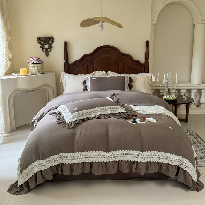 91家纺网 家纺一手货源 找家纺 玛奇朵 2024新款简约法式双层皱纱-浓情假日 浓情假日-浅咖