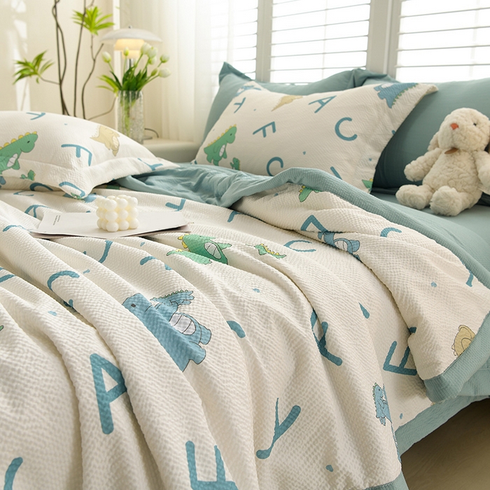 91家纺网 家纺一手货源 找家纺 圣楚家纺 2024新款清柔泡泡纱夏被 甜馨宝贝