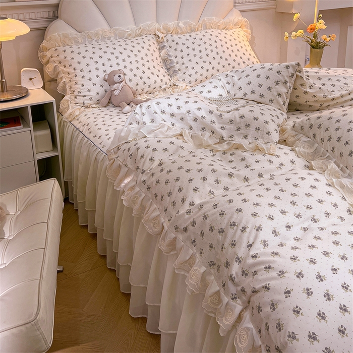 91家纺网 家纺一手货源 找家纺 恒爱家纺 2024新款梦幻情缘全棉公主风四件套 泰然自若