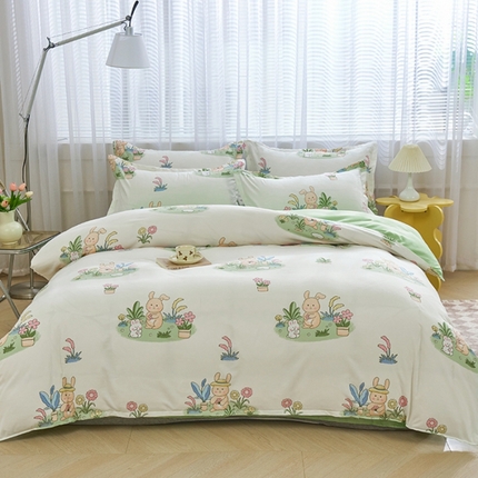 91家纺网 家纺一手货源 找家纺 2025加厚生态棉磨毛四件套高克重植物羊绒四件套大量现货 惬意时光