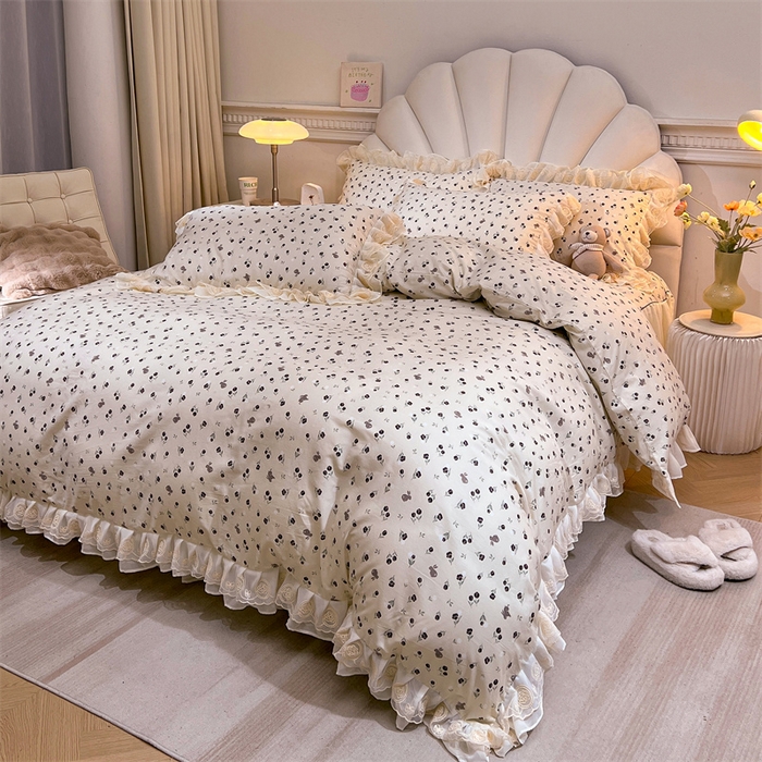 91家纺网 家纺一手货源 找家纺 恒爱家纺 2024新款梦幻情缘全棉公主风四件套 夜皇后