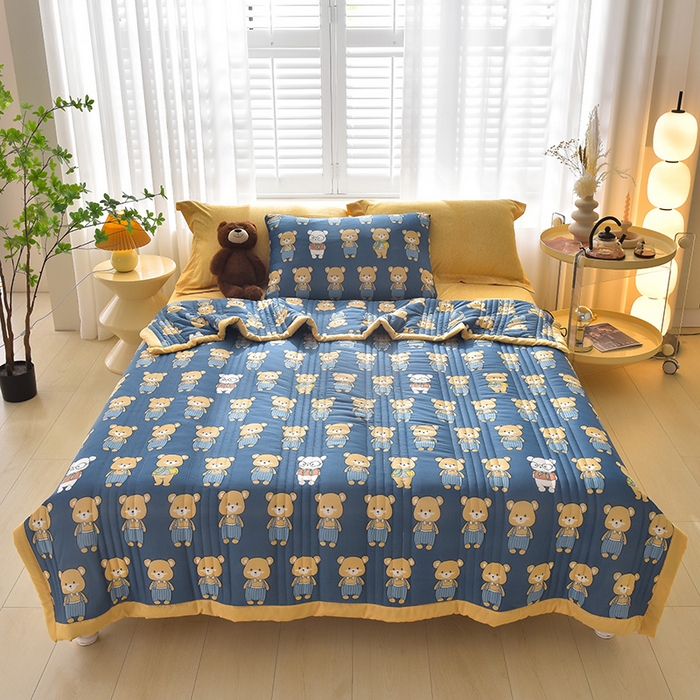 91家纺网 家纺一手货源 找家纺 圣楚家纺  2024新款透气舒爽凉感丝夏被夏凉被空调被 认真小熊