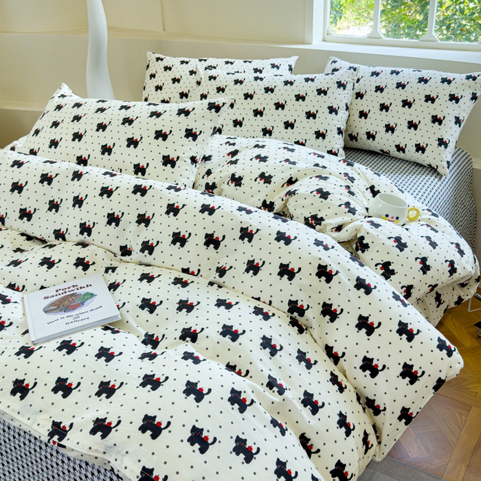 91家纺网 家纺一手货源 找家纺 感遇 2024新款全棉印花四件套 苹果猫