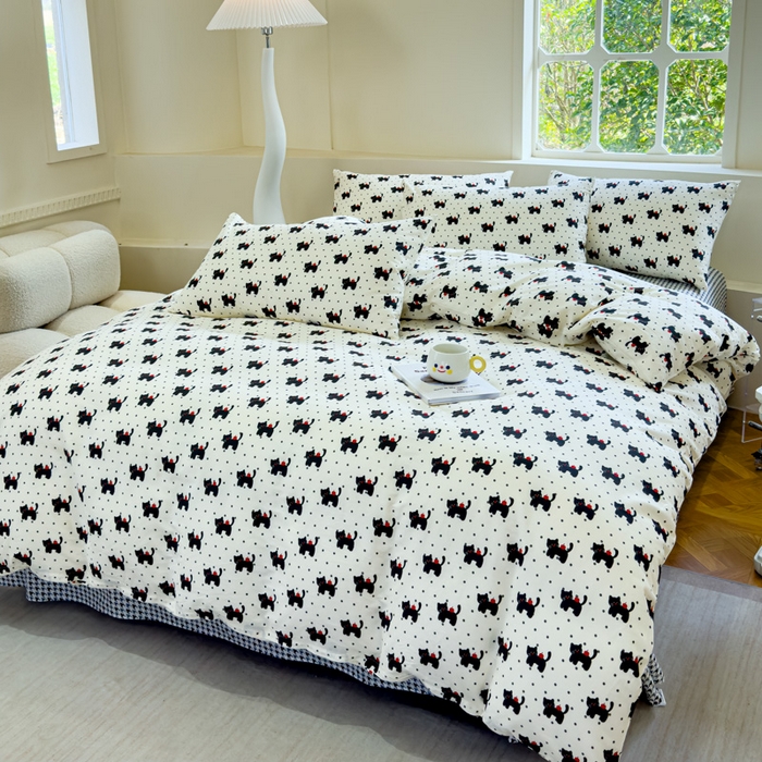 91家纺网 家纺一手货源 找家纺 感遇 2024新款全棉印花四件套 苹果猫