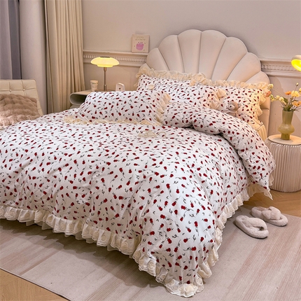 91家纺网 家纺一手货源 找家纺 （总）恒爱家纺 2024新款梦幻情缘全棉公主风四件套