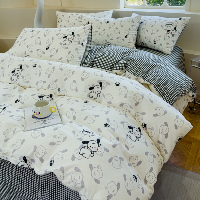 91家纺网 家纺一手货源 找家纺 感遇 2024新款全棉印花四件套 皮皮狗