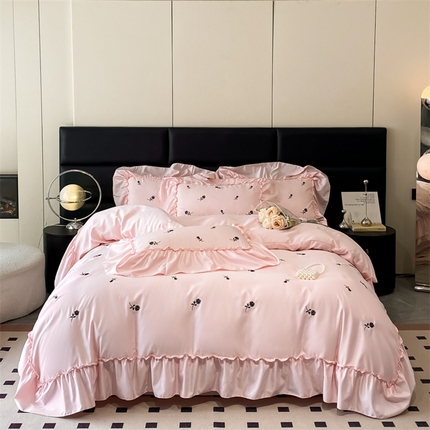 91家纺网 家纺一手货源 找家纺 绒掌柜2025新款水洗天丝真丝冰丝四件套（品质级有买家秀）—花影仙踪系列 花影仙踪-玉颜粉