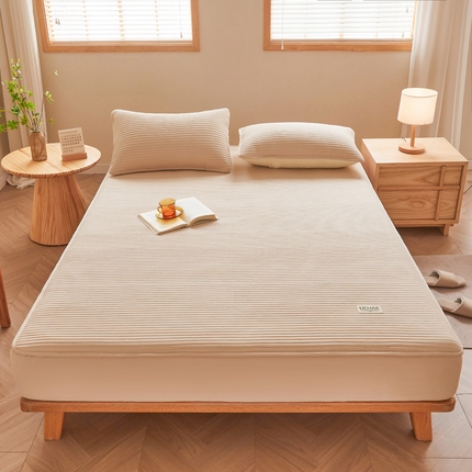 91家纺网 家纺一手货源 找家纺 暖季家纺 2025新款A类原棉母婴级防水床笠 直线-卡其