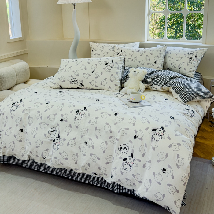 91家纺网 家纺一手货源 找家纺 感遇 2024新款全棉印花四件套 皮皮狗