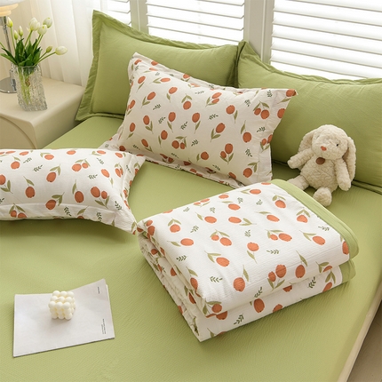 圣楚家纺 2024新款清柔泡泡纱夏被 迷人花香