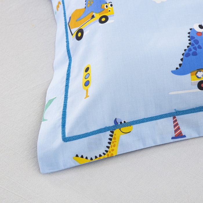 91家纺网 家纺一手货源 找家纺 乐秀家纺 2024新款卡通全棉枕套儿童幼儿园枕头恐龙工程队