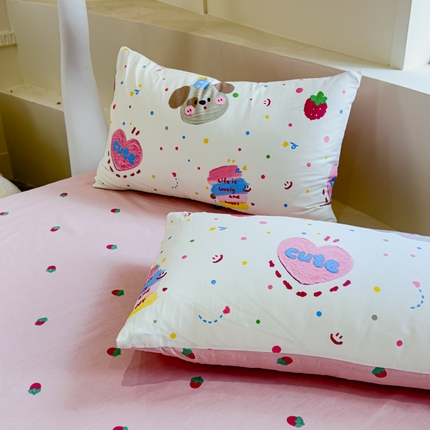 感遇 2024新款全棉印花四件套 草莓小狗