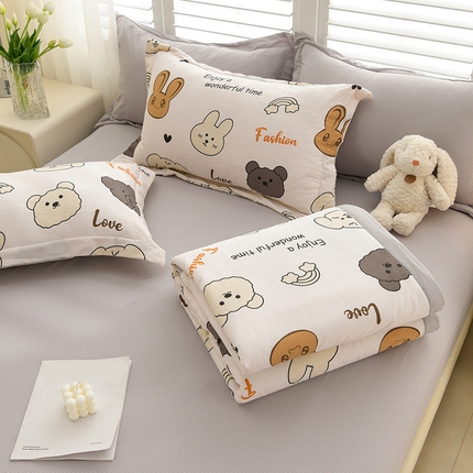 圣楚家纺 2024新款清柔泡泡纱夏被 快乐每天