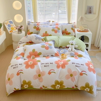 91家纺网 家纺一手货源 找家纺 金丝兔2025新款植物羊绒加厚磨毛印花四件套直播热款全年供货量大可送 含香