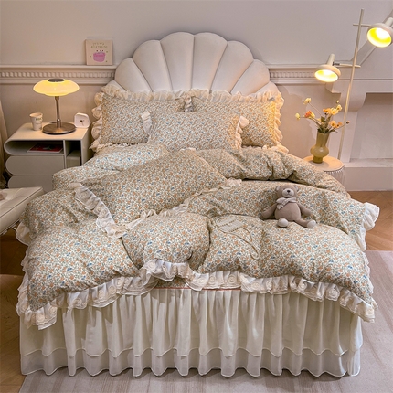 恒爱家纺 2024新款梦幻情缘全棉公主风四件套 蔓枝满天星